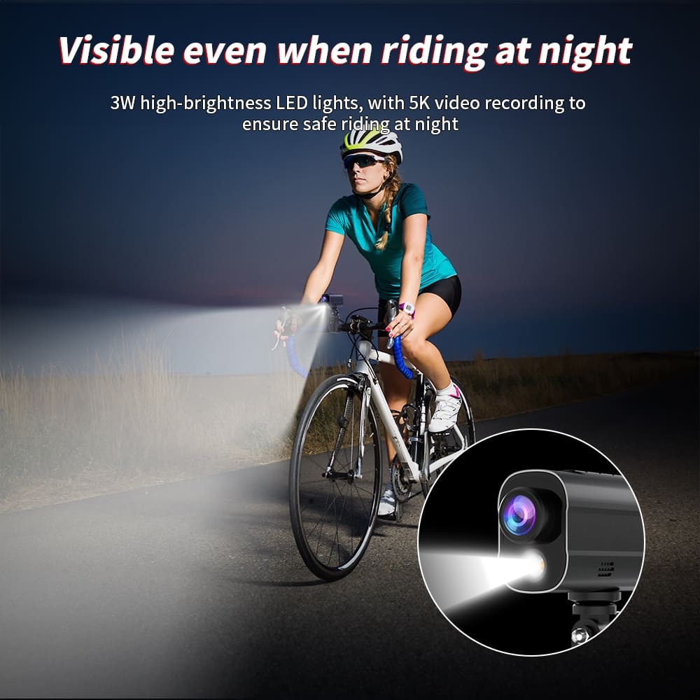 Action camera per bicicletta con luce led wifi