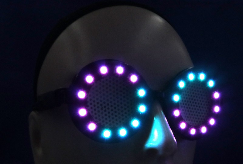 occhiali luminosi cyber punk design rave party