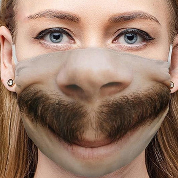 maschera divertente sul viso con i baffi