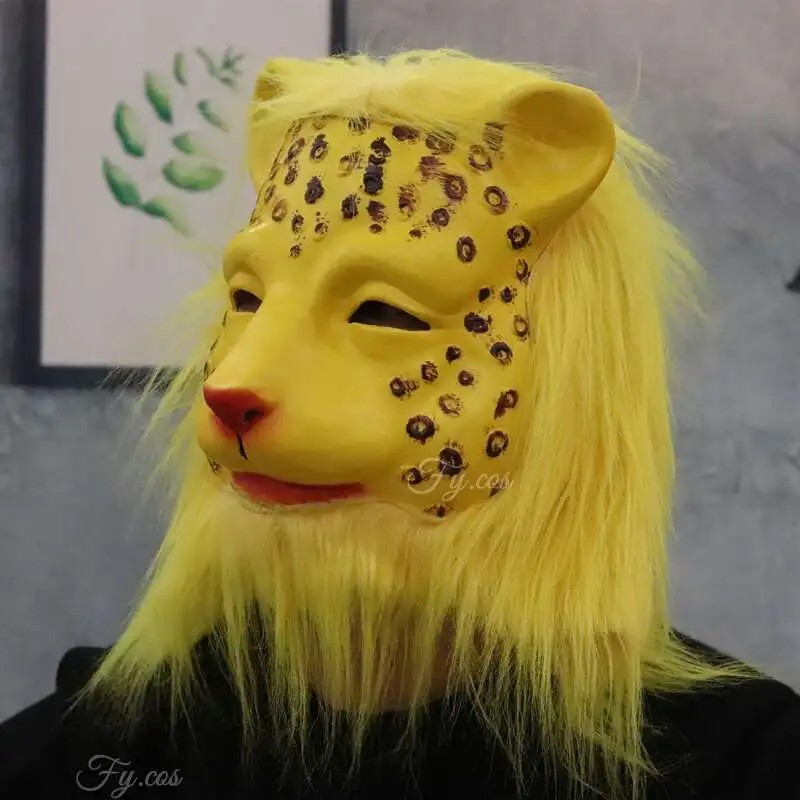 maschera in lattice di silicone con faccia leopardata per la testa
