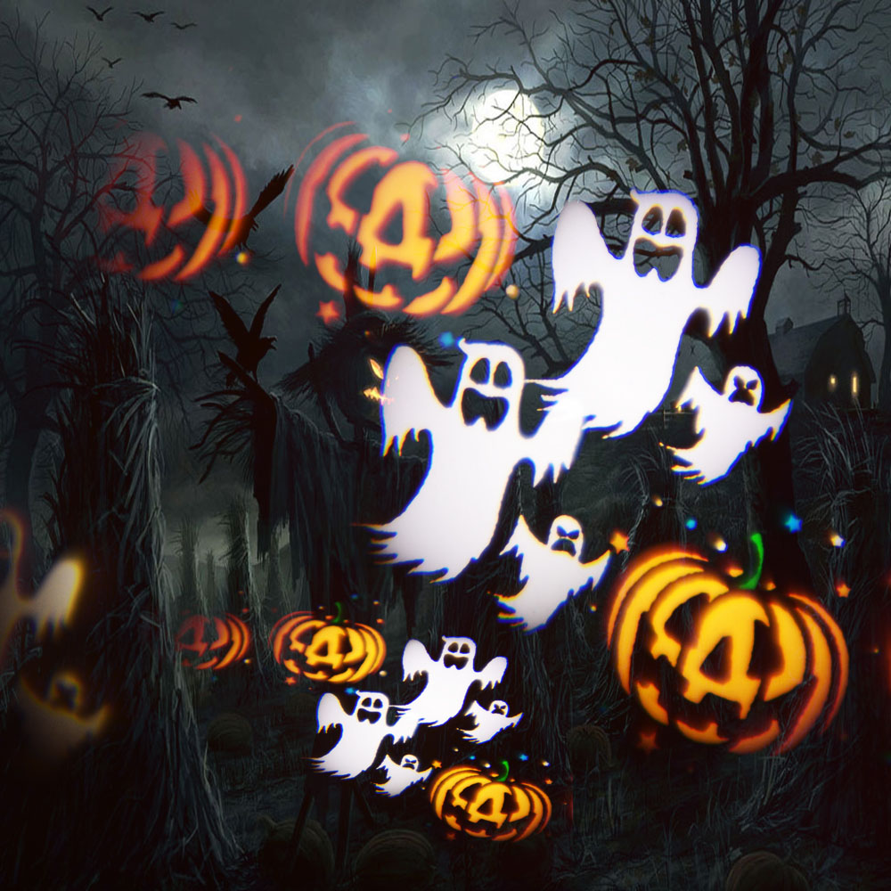 Halloween ha condotto la proiezione della casa dei fantasmi del proiettore e delle zucche