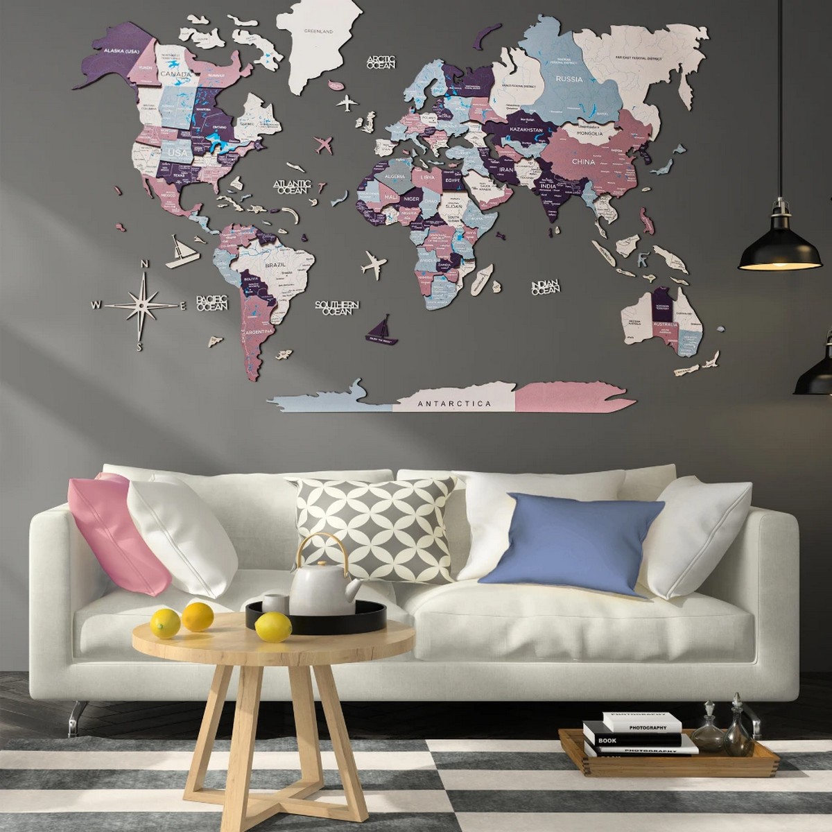 decorazione della parete della mappa del mondo