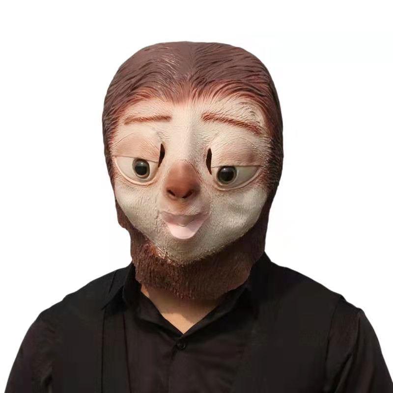 maschera per il viso in lattice di silicone per bradipo