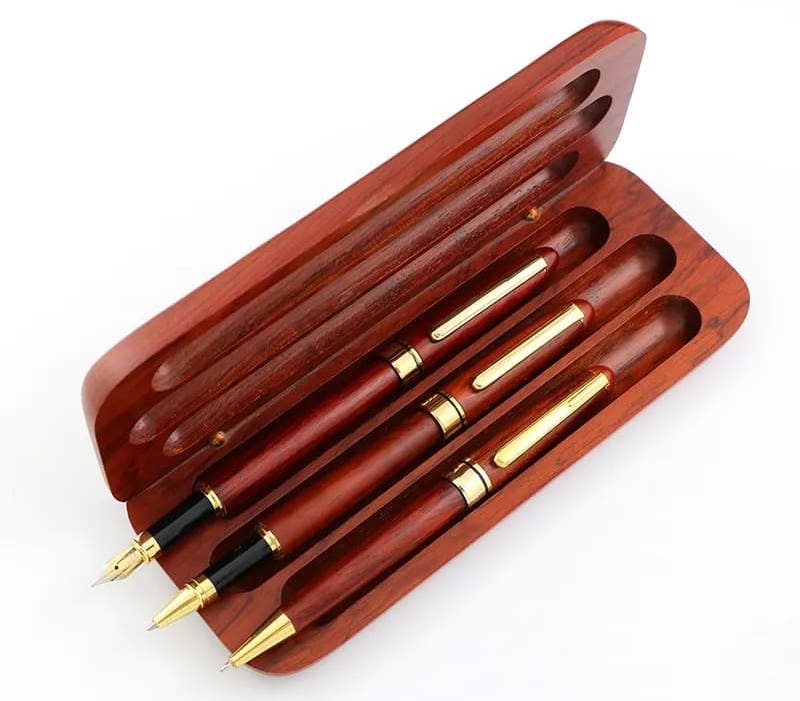 set di penne regalo con astuccio in legno