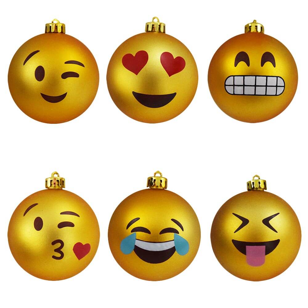 palline di smiley sulle decorazioni di emoticon dell'albero di Natale