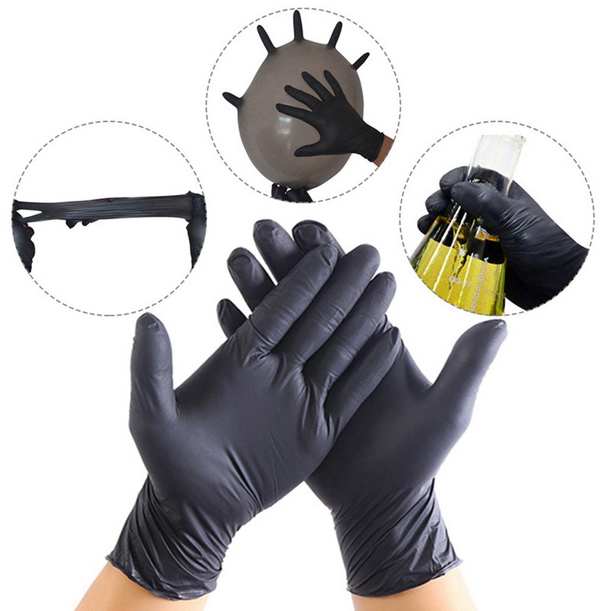 guanti di gomma nitrile protettivo nero
