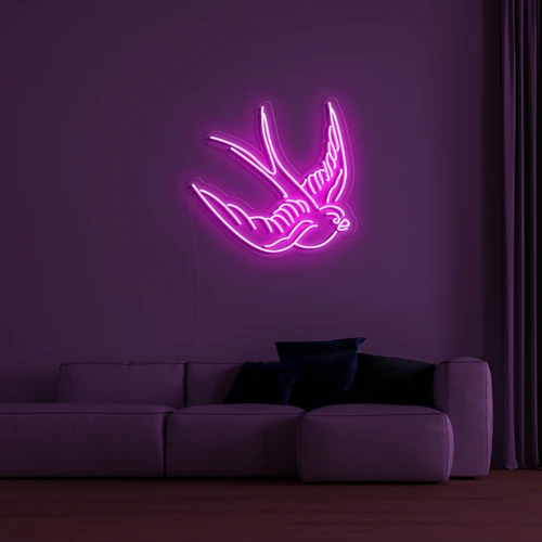 Logo neon 3D LED a parete - colomba