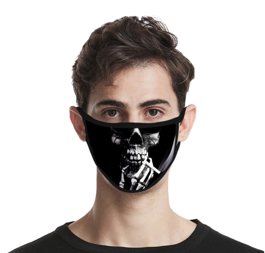 maschera protettiva nera a forma di teschio in poliestere