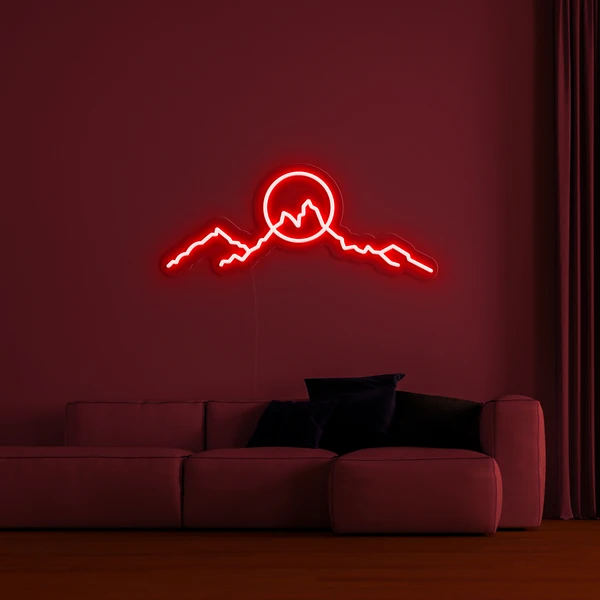 Insegna luminosa al neon a LED sulla parete forma 3D - MONTAGNE