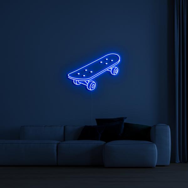 Insegna al neon LED 3D luminosa sulla parete - skateboard