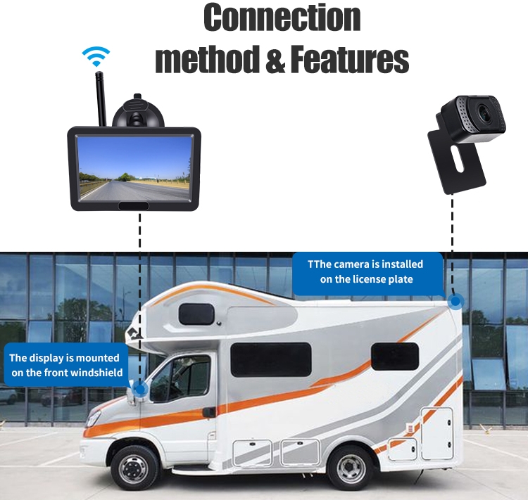 telecamera posteriore wifi con monitor per furgoni, camion, auto
