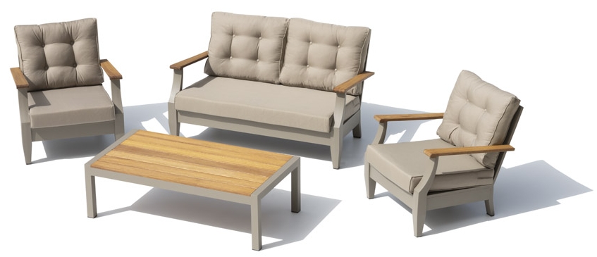 Posti a sedere sulla terrazza nel lussuoso giardino moderno - divano con poltrone per 4 persone + tavolo