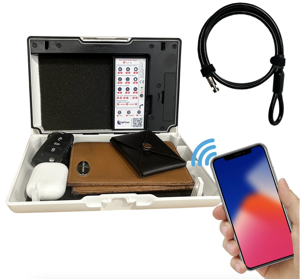Mini cassaforte portatile intelligente UpLock per oggetti di valore mobili