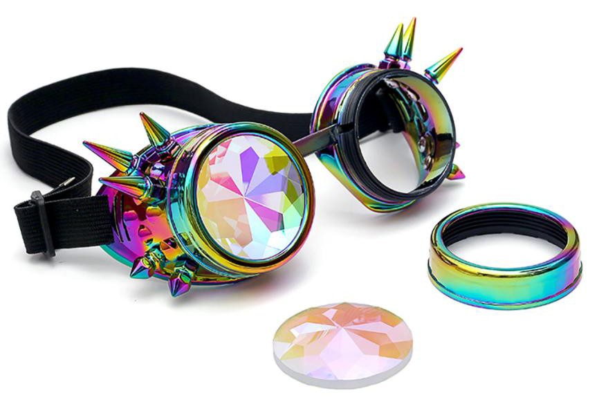 occhiali luminescenti a led olografici steampunk