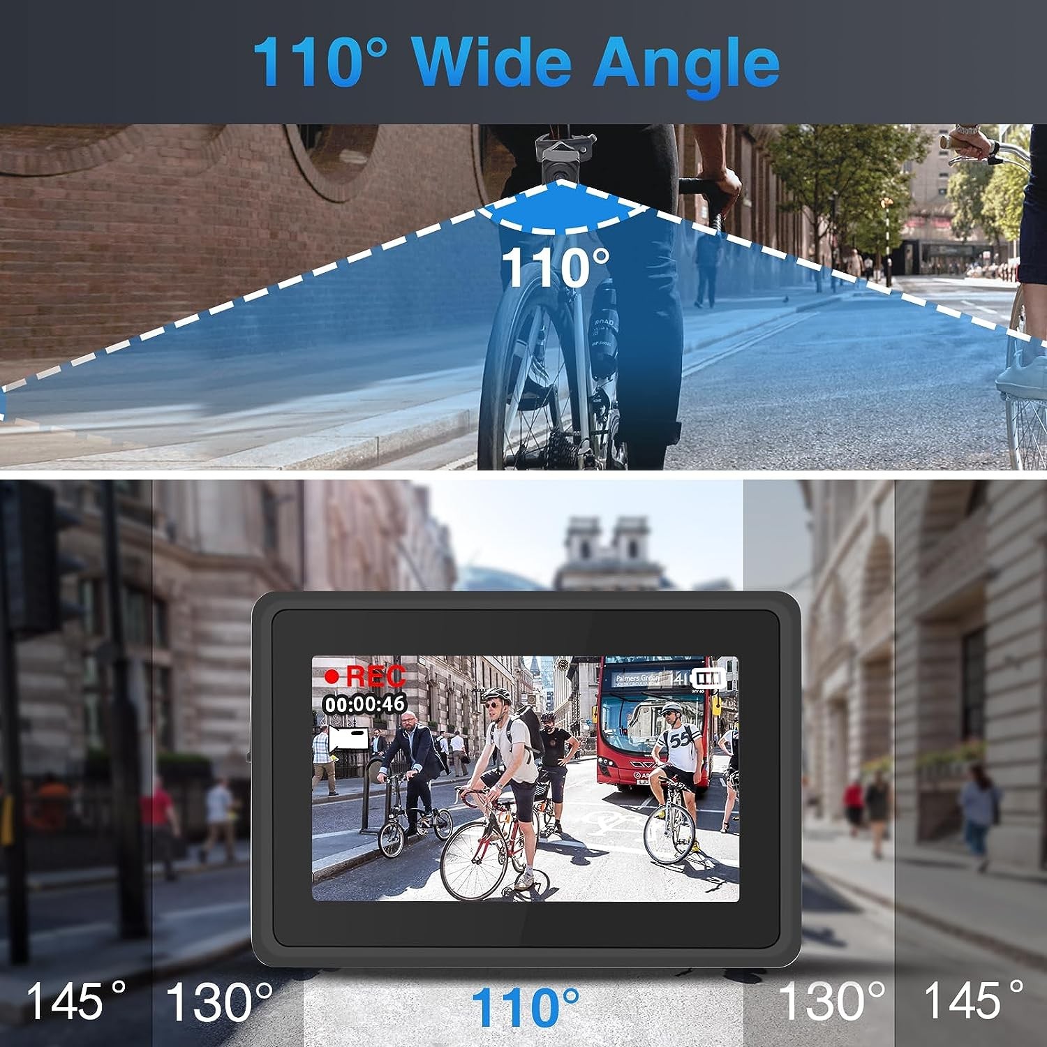 Angolo di visione della telecamera per bicicletta 110 gradi + monitor