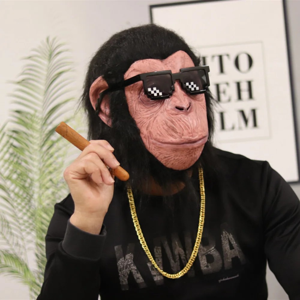 maschera da scimpanzé maschera da scimmia in lattice di silicone per la testa