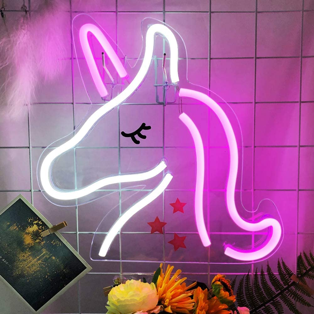 illuminazione della parete del pannello a led al neon unicorno