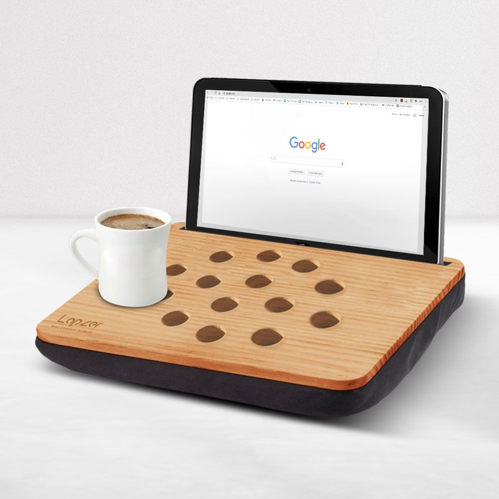 tappetino per tablet iPad - in legno + cuscino