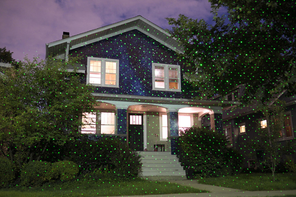 Proiettore laser decorativo a LED colorato facciata della casa verde rosso