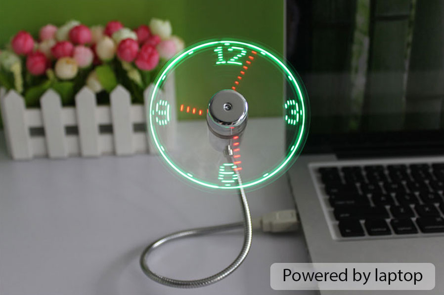 Ventilatore del USB con l'orologio a LED