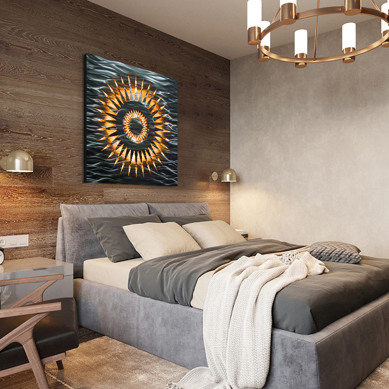Pittura 3d in soggiorno in metallo retroilluminato a LED