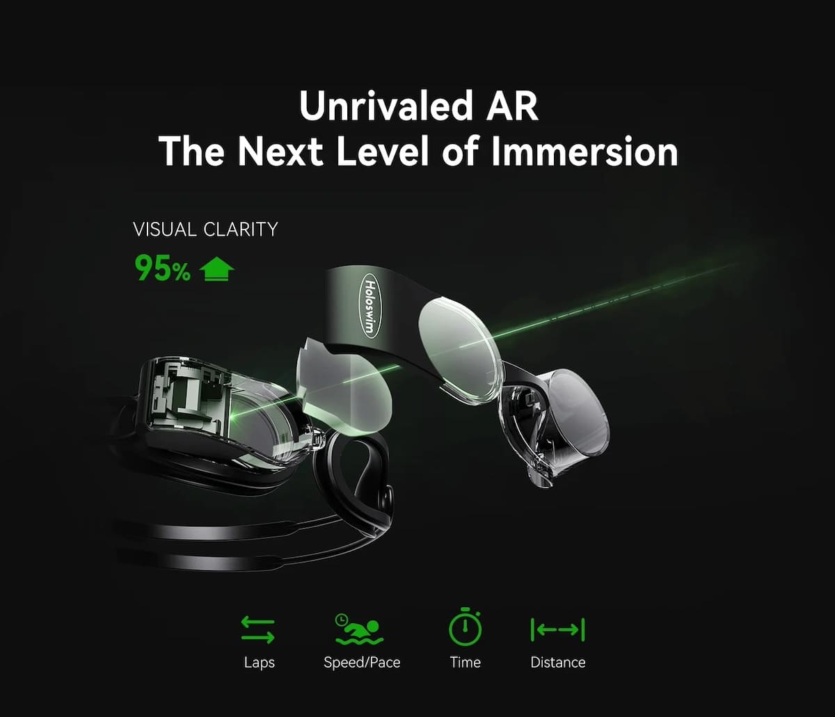 Occhialini da nuoto intelligenti VR con display