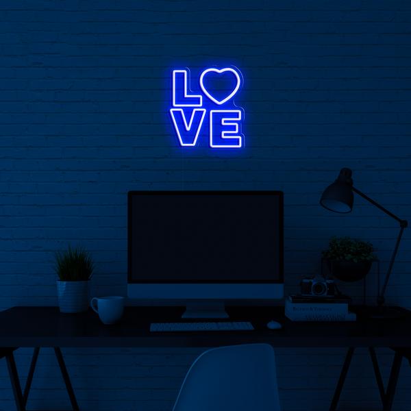 Insegna LED neon da parete - logo 3D LOVE - con dimensioni 50 cm