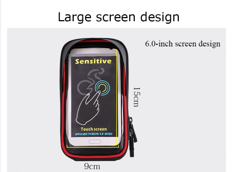 Borsa per bici touch screen in TPU con schermo grande