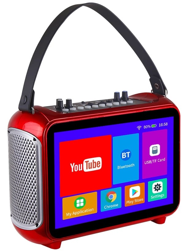 mini set karaoke portatile con display e microfono