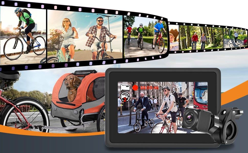 Kit di sicurezza per bicicletta: telecamera posteriore con monitor