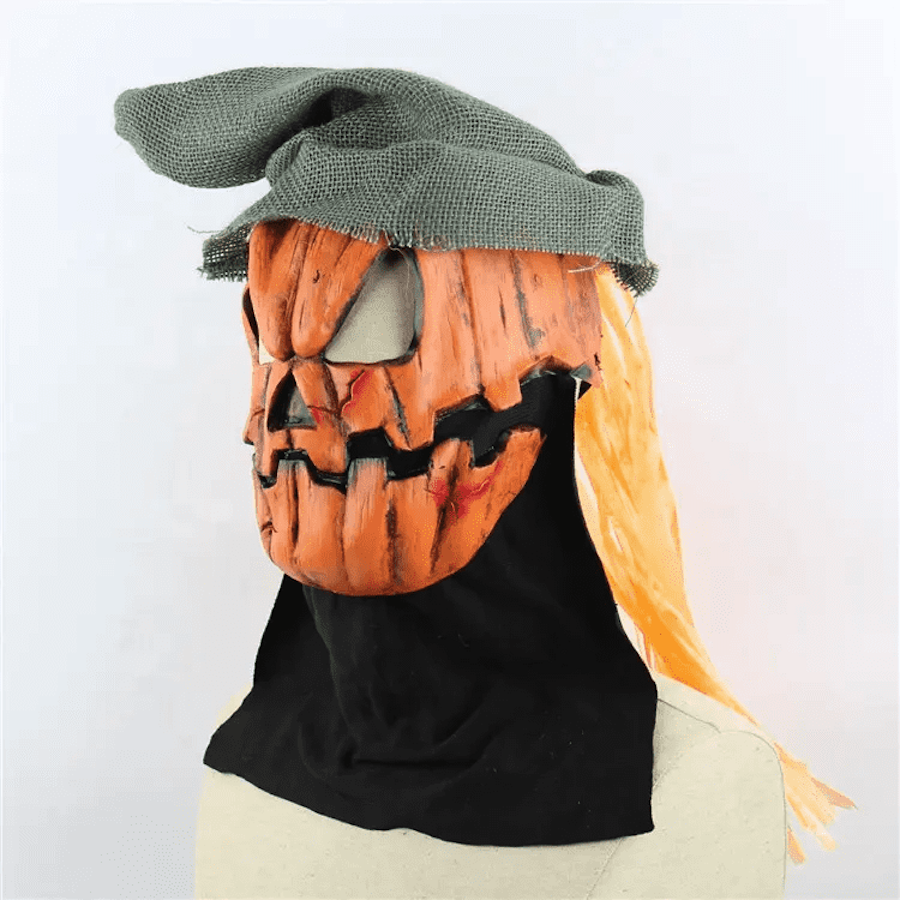 Maschera viso spaventosa con zucca di Halloween