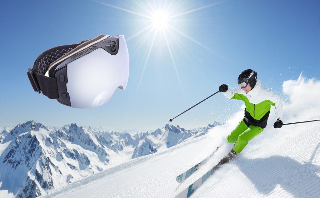 occhiali da snowboard con fotocamera ultra hd