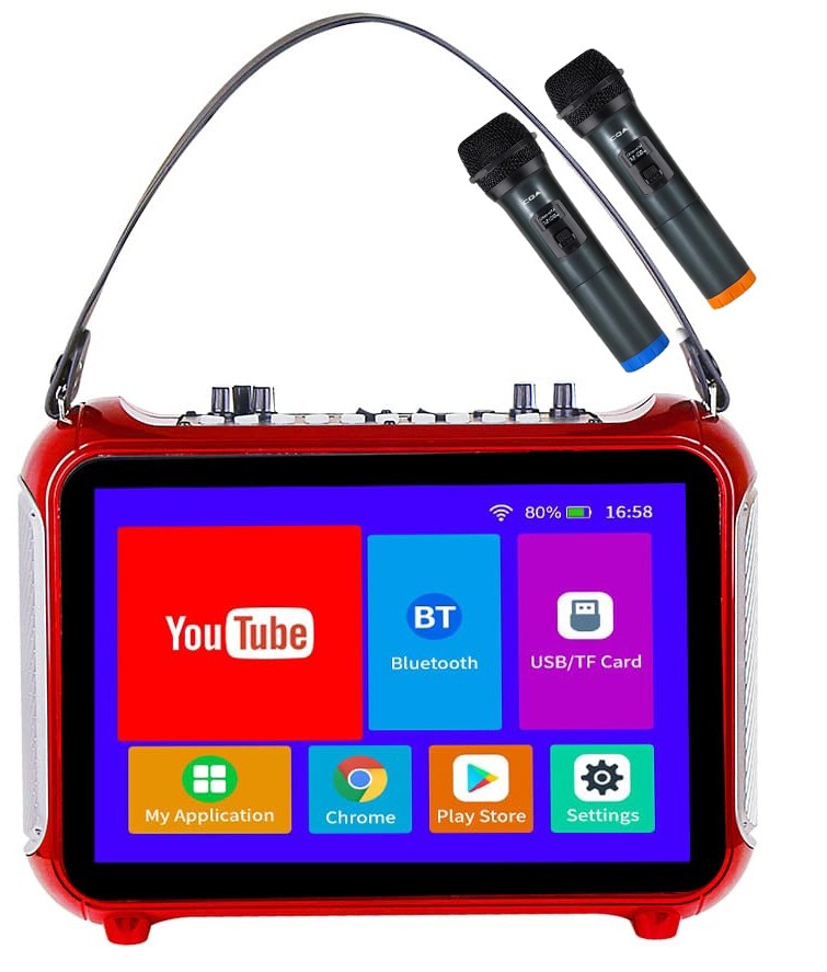 sistema di karaoke portatile con display integrato