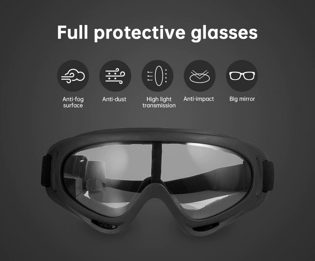 occhiali protettivi trasparenti contro virus e batteri