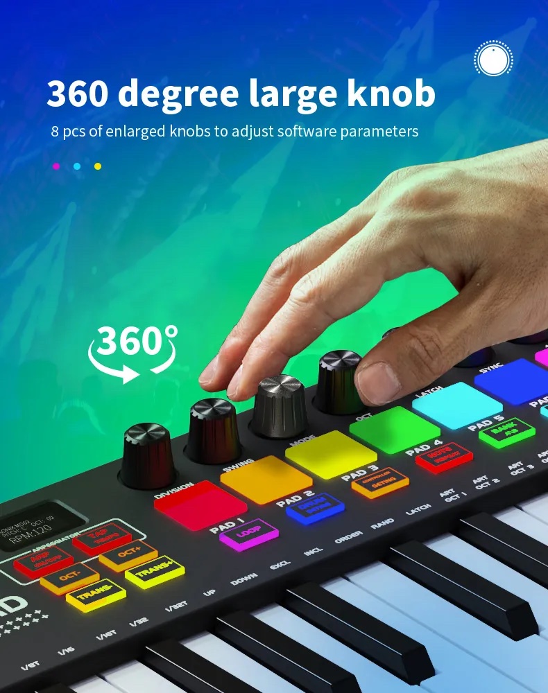 Tastiera per pianoforte MIDI con drum pad