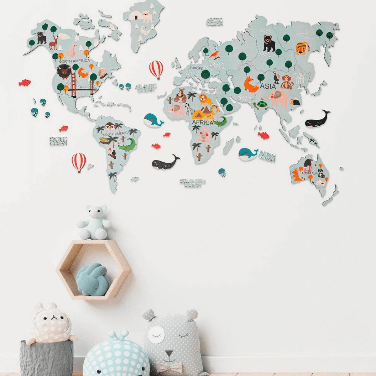 mappa del mondo in legno per bambini