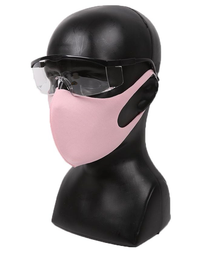 maschera elastica rosa con occhiali