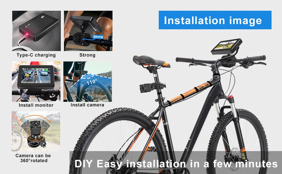 telecamera posteriore per bicicletta con kit monitor per bici