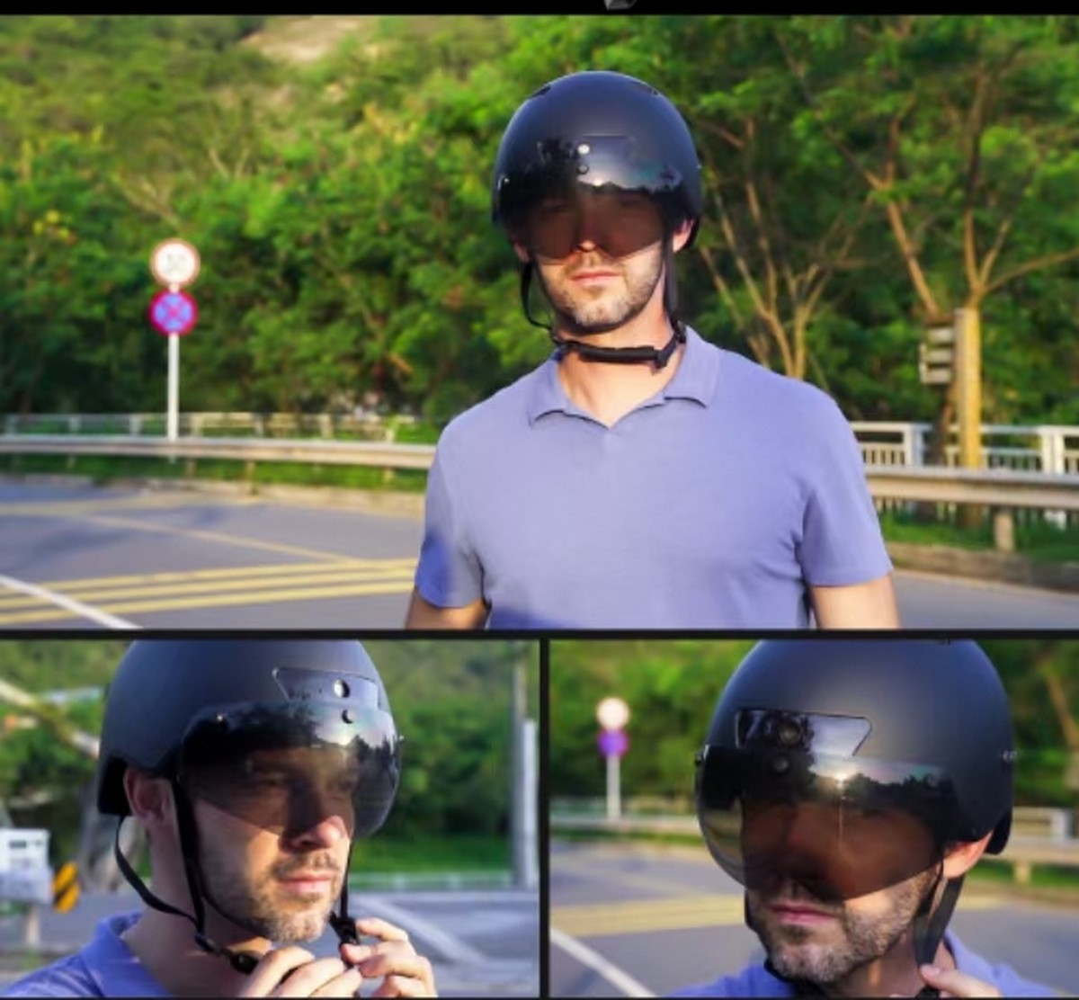 casco da bici da strada con indicatori di direzione