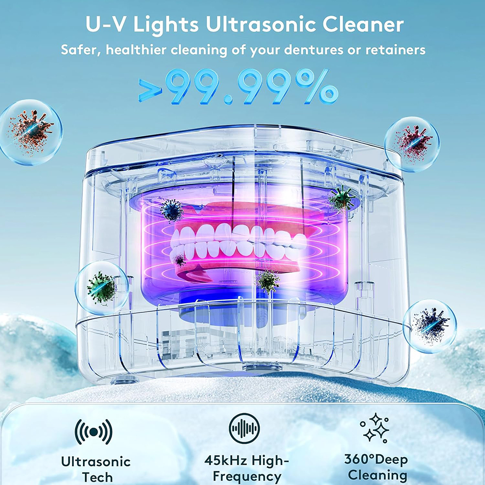 pulitore per contenzioni ad ultrasuoni pulitore per protesi U-V 99,99% pulizia leggera
