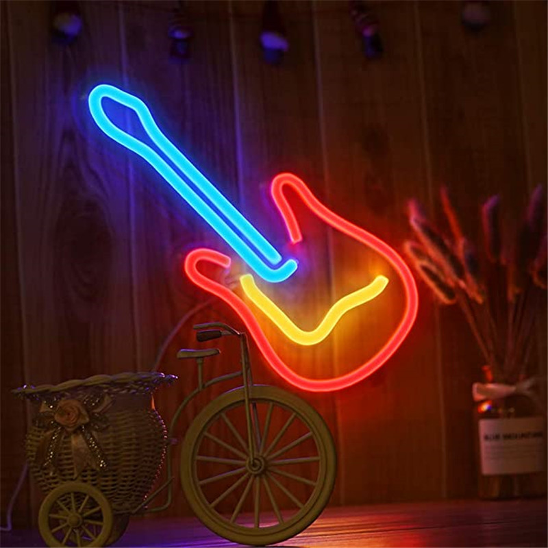 neon banner chitarra illuminazione incandescente
