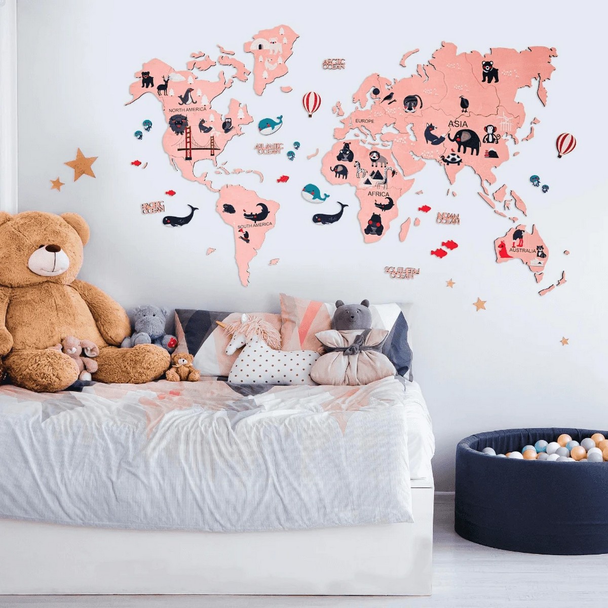 mappa del mondo per bambini - rosa