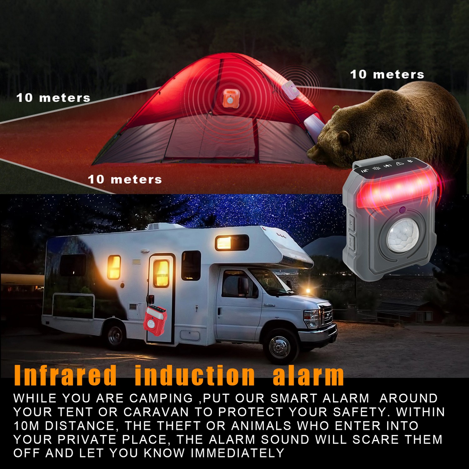 allarme per tenda da campeggio - sensore di movimento PIR