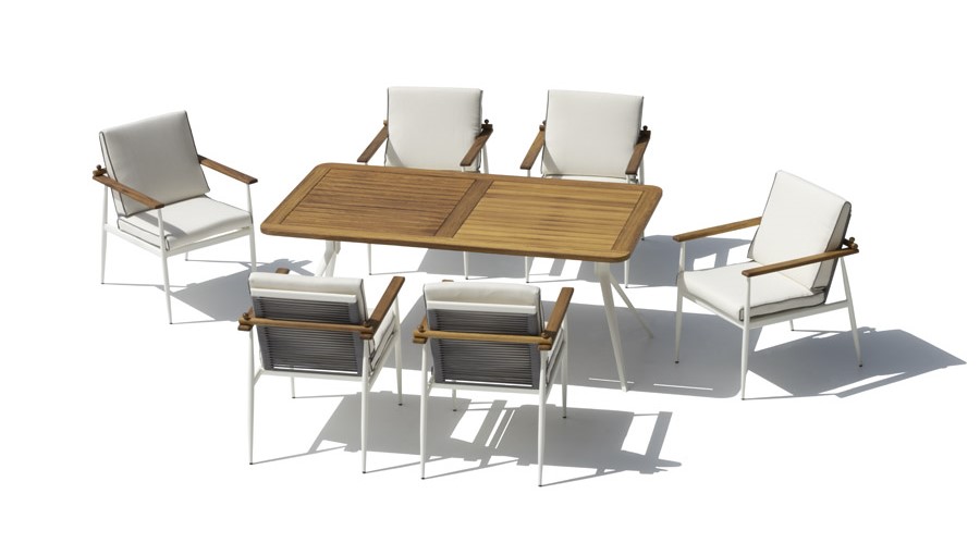 Set tavolo e sedie da pranzo - Mobili da giardino di lusso in legno