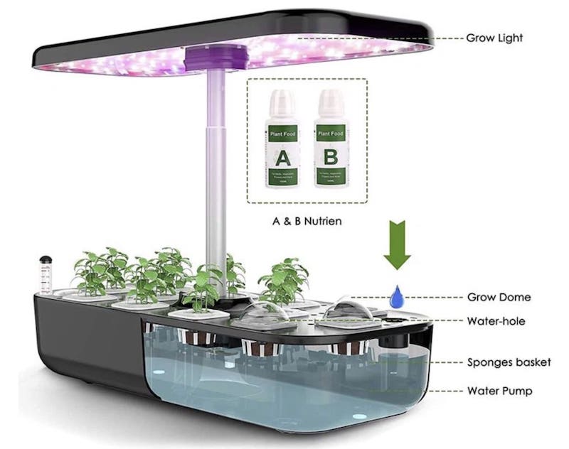 Lampada LED GROW (idroponica) per la coltivazione di piante - Kit con 12 capsule