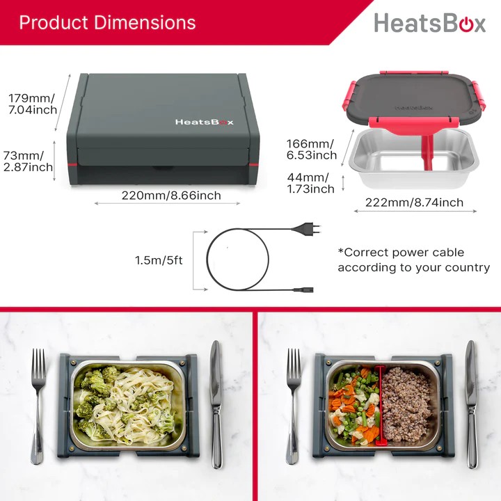 contenitore per il pranzo per alimenti riscaldato elettricamente heatsbox pro
