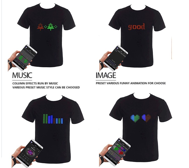 T-shirt LED programmabile con display a led colorati