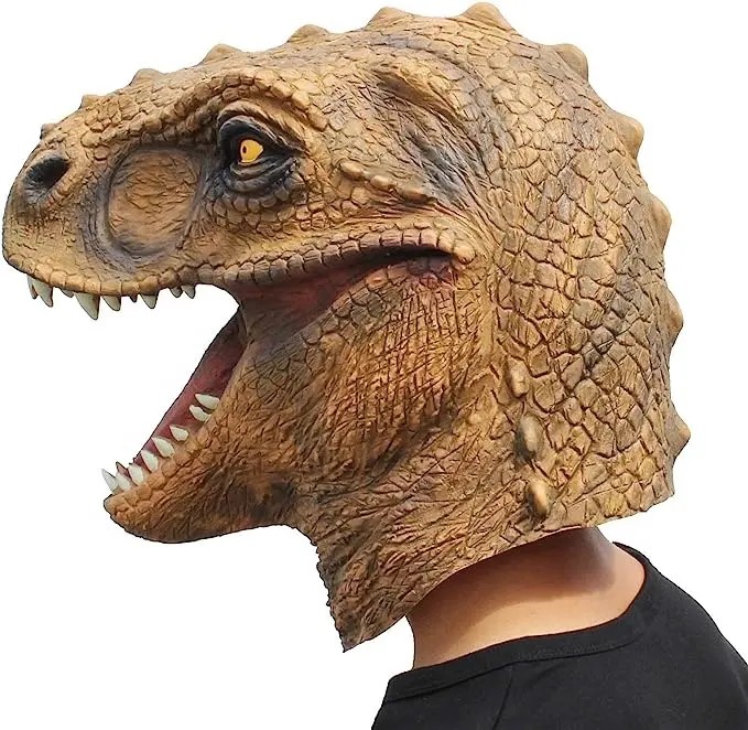 Maschera di Halloween maschera per testa di dinosauro in silicone dinosauro t rex