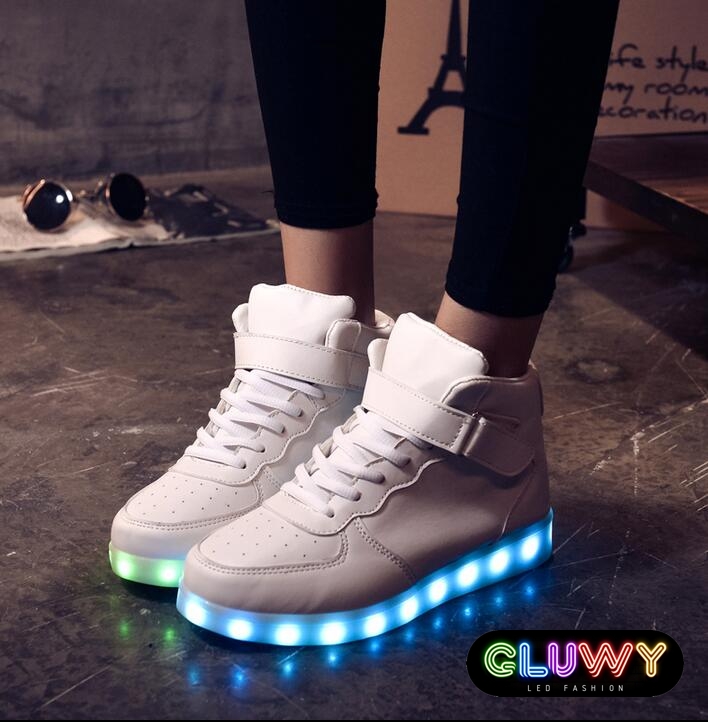 LED splendente stivali scarpe da ginnastica bianche