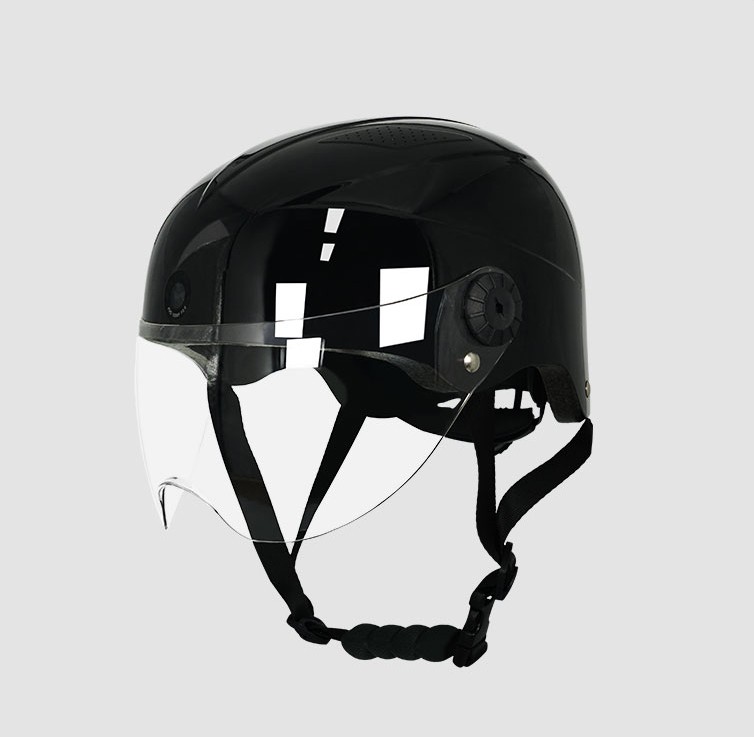 casco da bici con fotocamera posteriore e anteriore